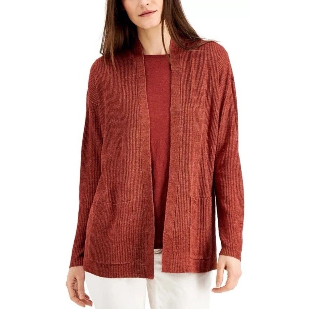 NWT Eileen Fisher Organic Linen‎ High Collar Cardigan Size XXS New With Tags